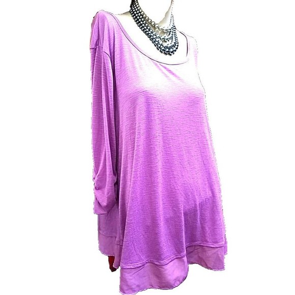 Style & Co. Tops - Style & Co Womens Top Lilac Size 2X Shirred Sleeves Boho New